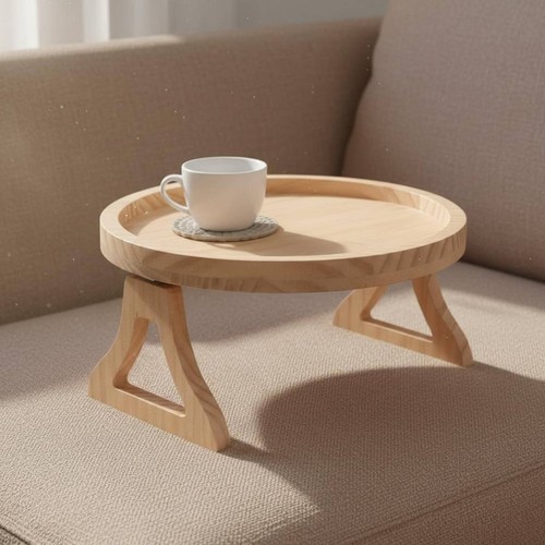 Round wood sofa tray stable - wood,